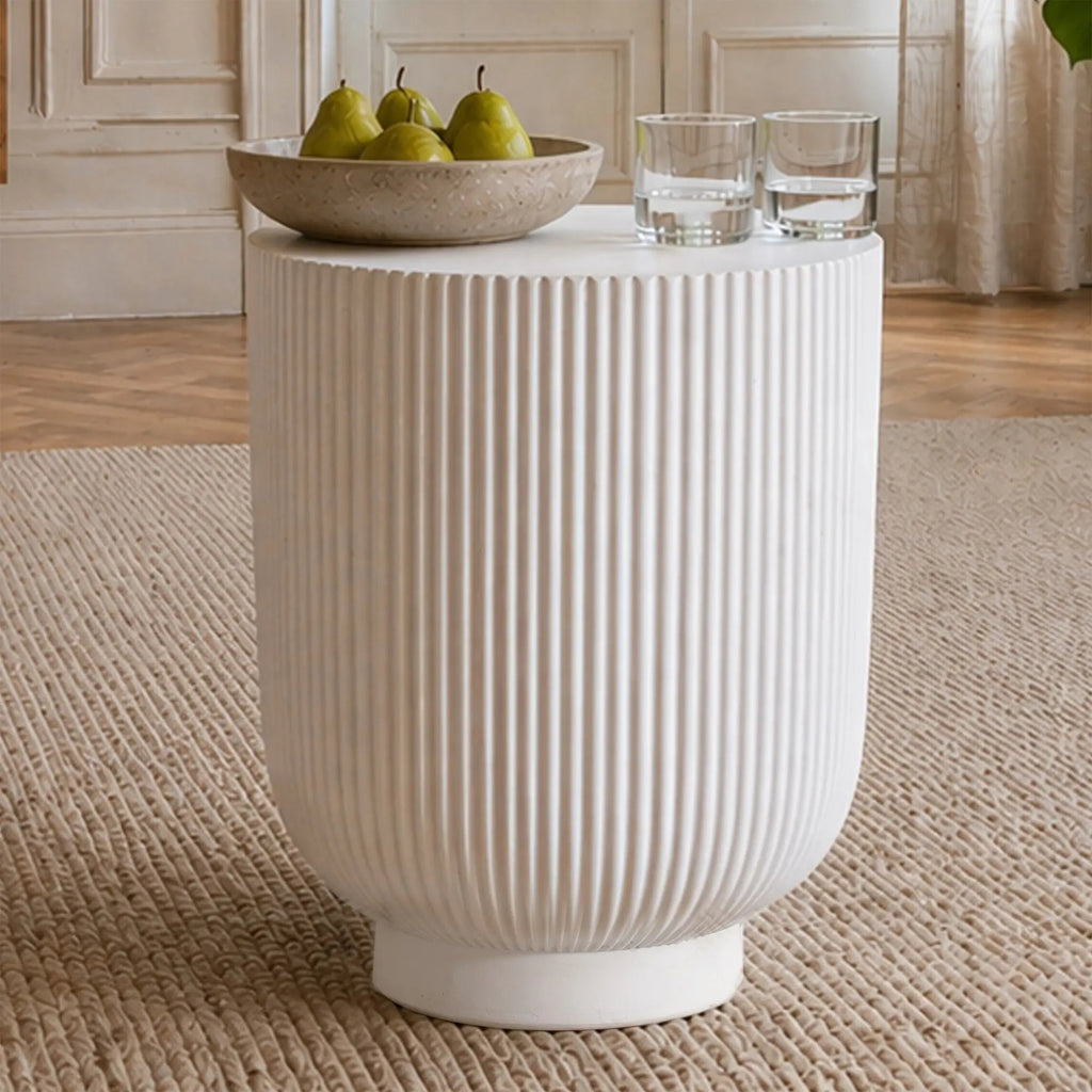 Premium White Magnesium Oxide Outdoor Side Table (PAD-2633ST-WH) - Direct Wicker