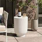 Premium White Magnesium Oxide Outdoor Side Table (PAD-2633ST-WH) - Direct Wicker