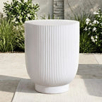 Premium White Magnesium Oxide Outdoor Side Table (PAD-2633ST-WH) - Direct Wicker