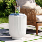 Premium White Magnesium Oxide Outdoor Side Table (PAD-2633ST-WH) - Direct Wicker