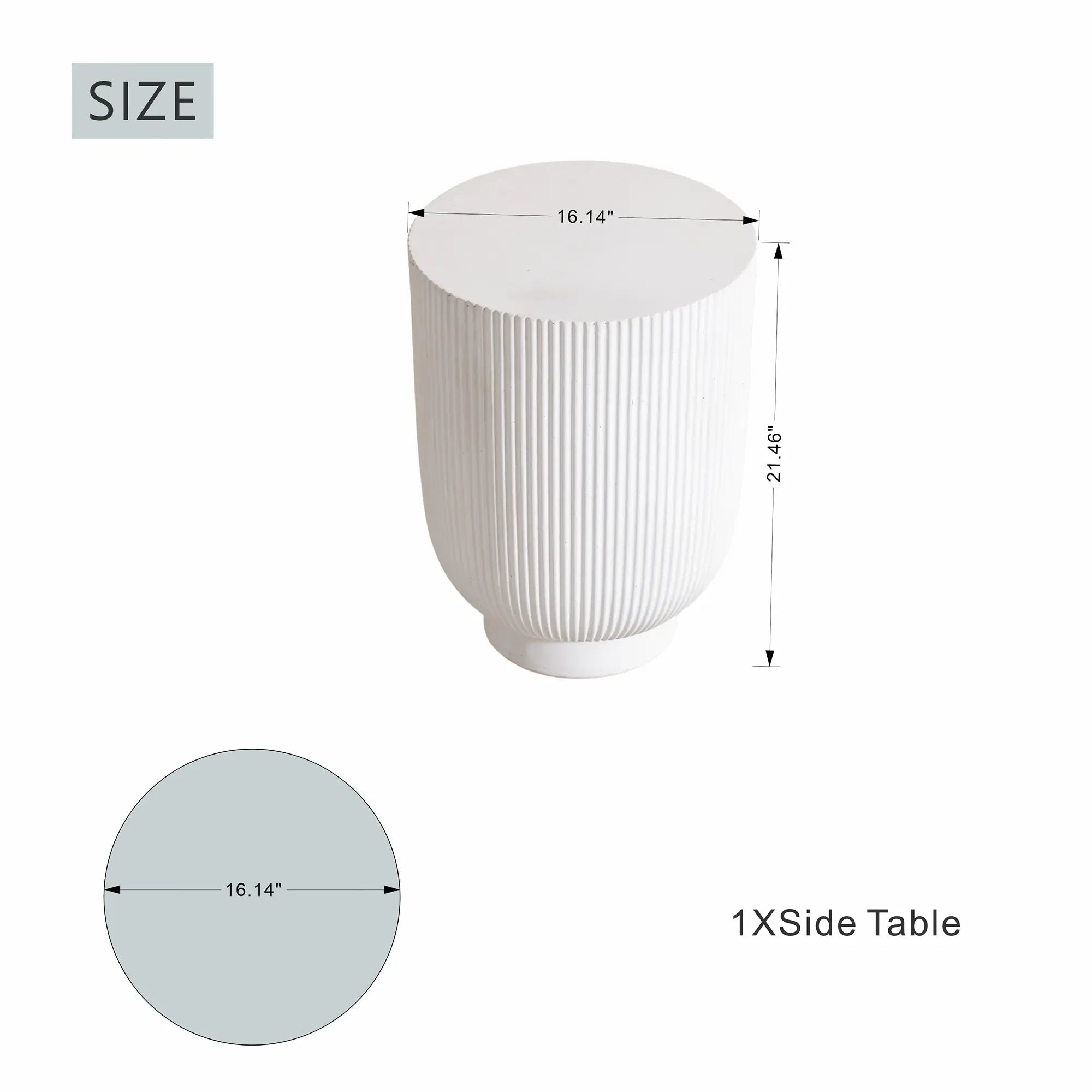Premium White Magnesium Oxide Outdoor Side Table (PAD-2633ST-WH) - Direct Wicker