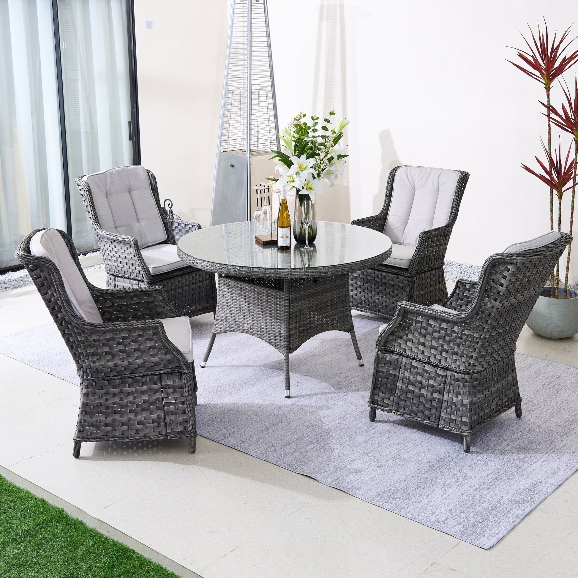 Ravenna 4 - Seater Outdoor Dining Set – Round Dining Table (PAD - 1709+010) - Direct Wicker