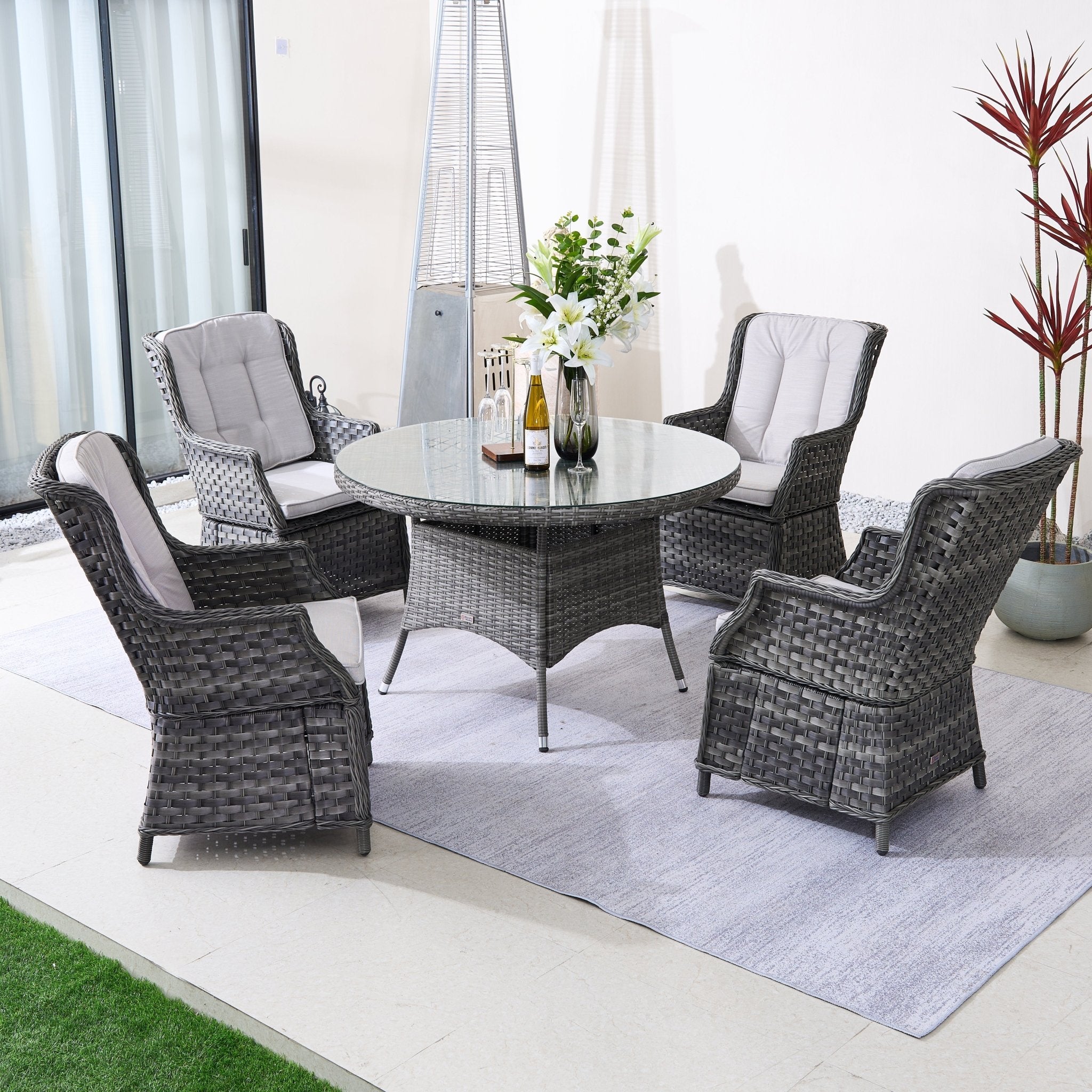 Ravenna 4 - Seater Outdoor Dining Set – Round Dining Table (PAD - 1709+010) - Direct Wicker