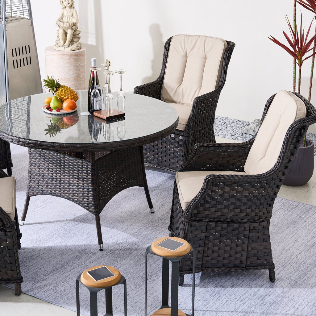 Ravenna 4 - Seater Outdoor Dining Set – Round Dining Table (PAD - 1709+010) - Direct Wicker