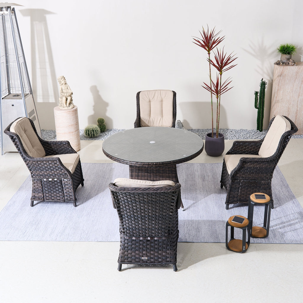 Ravenna 4 - Seater Outdoor Dining Set – Round Dining Table (PAD - 1709+010) - Direct Wicker