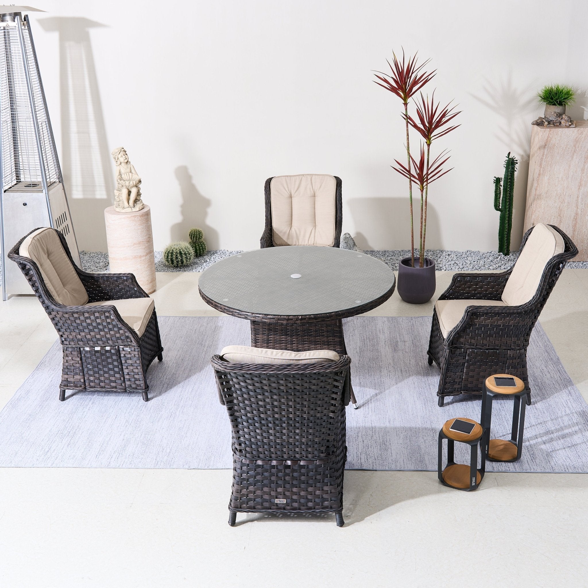 Ravenna 4 - Seater Outdoor Dining Set – Round Dining Table (PAD - 1709+010) - Direct Wicker