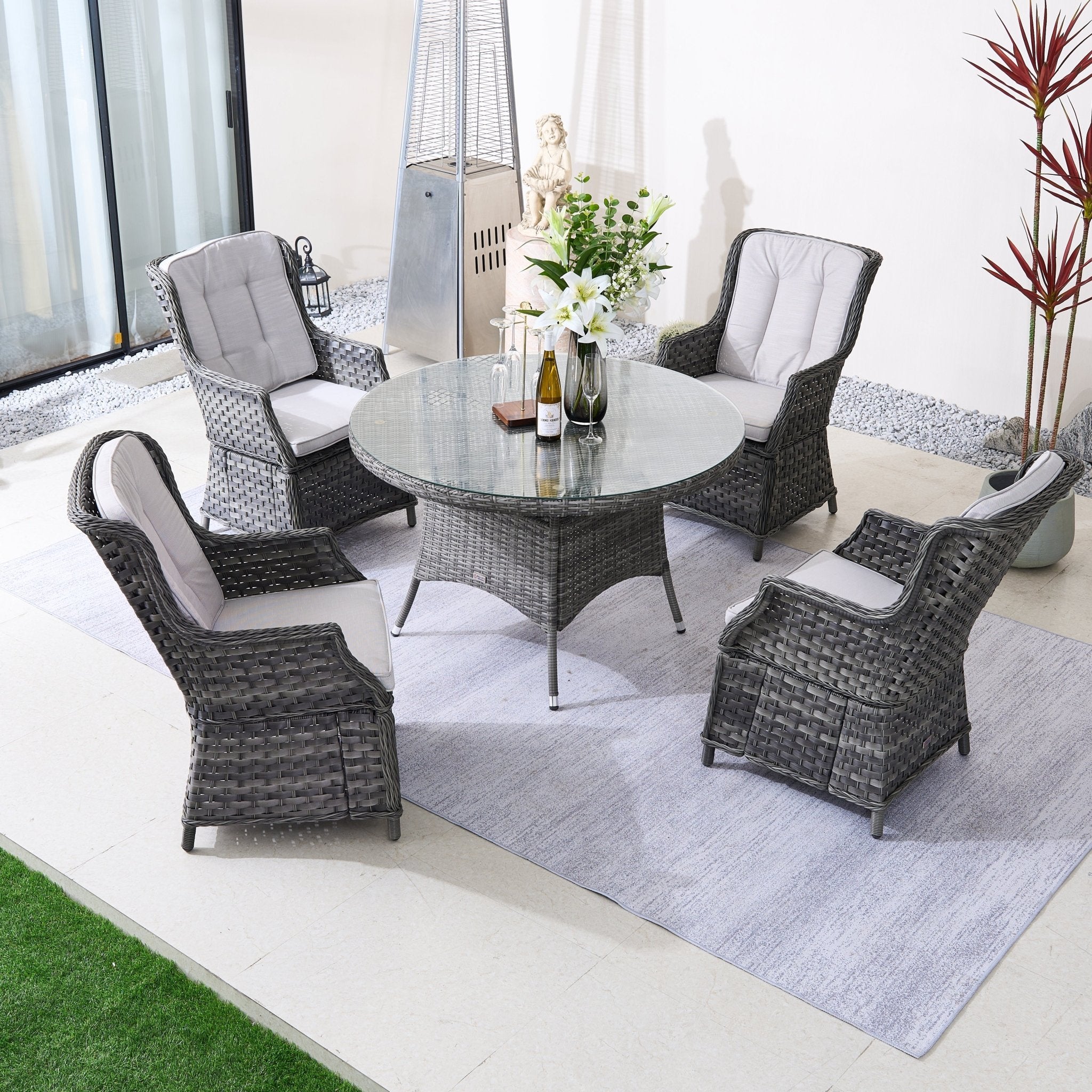 Ravenna 4 - Seater Outdoor Dining Set – Round Dining Table (PAD - 1709+010) - Direct Wicker