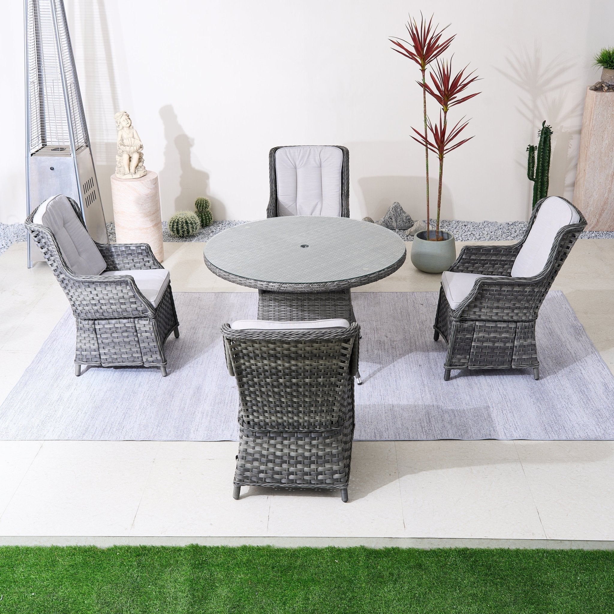 Ravenna 4 - Seater Outdoor Dining Set – Round Dining Table (PAD - 1709+010) - Direct Wicker