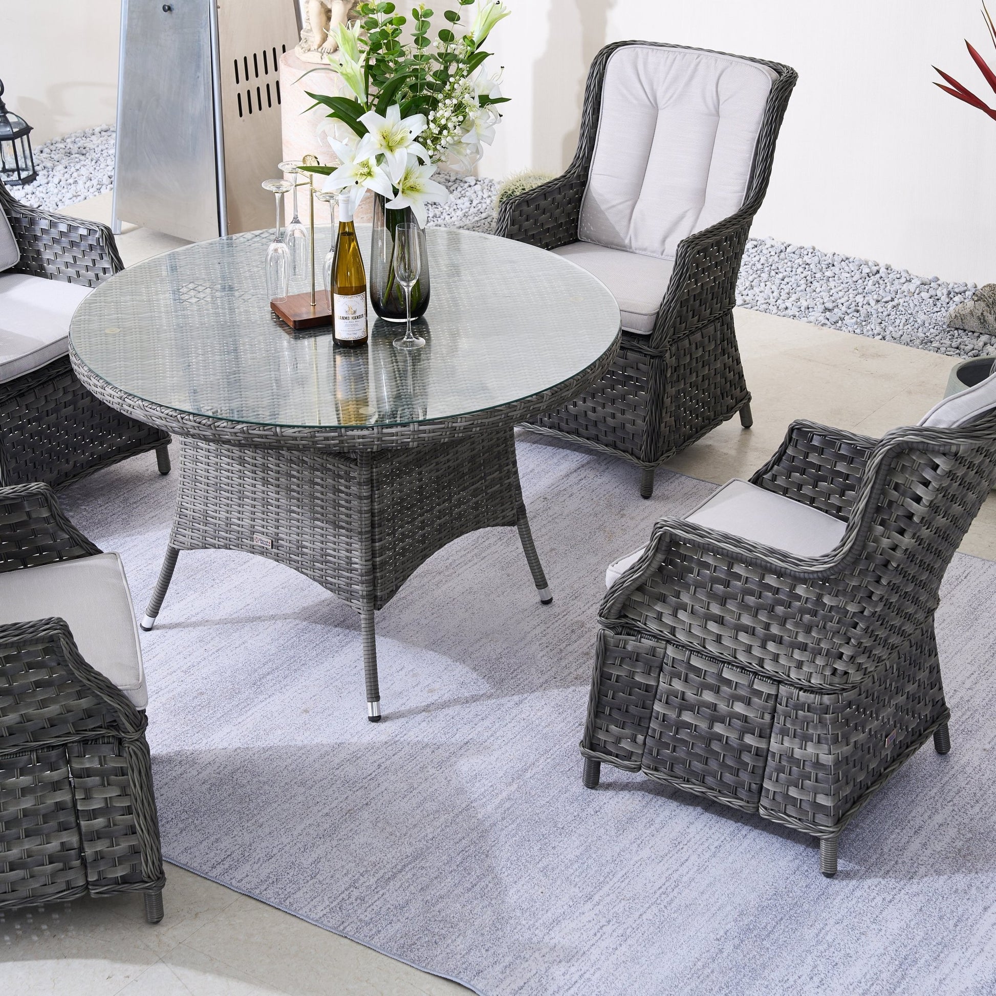 Ravenna 4 - Seater Outdoor Dining Set – Round Dining Table (PAD - 1709+010) - Direct Wicker