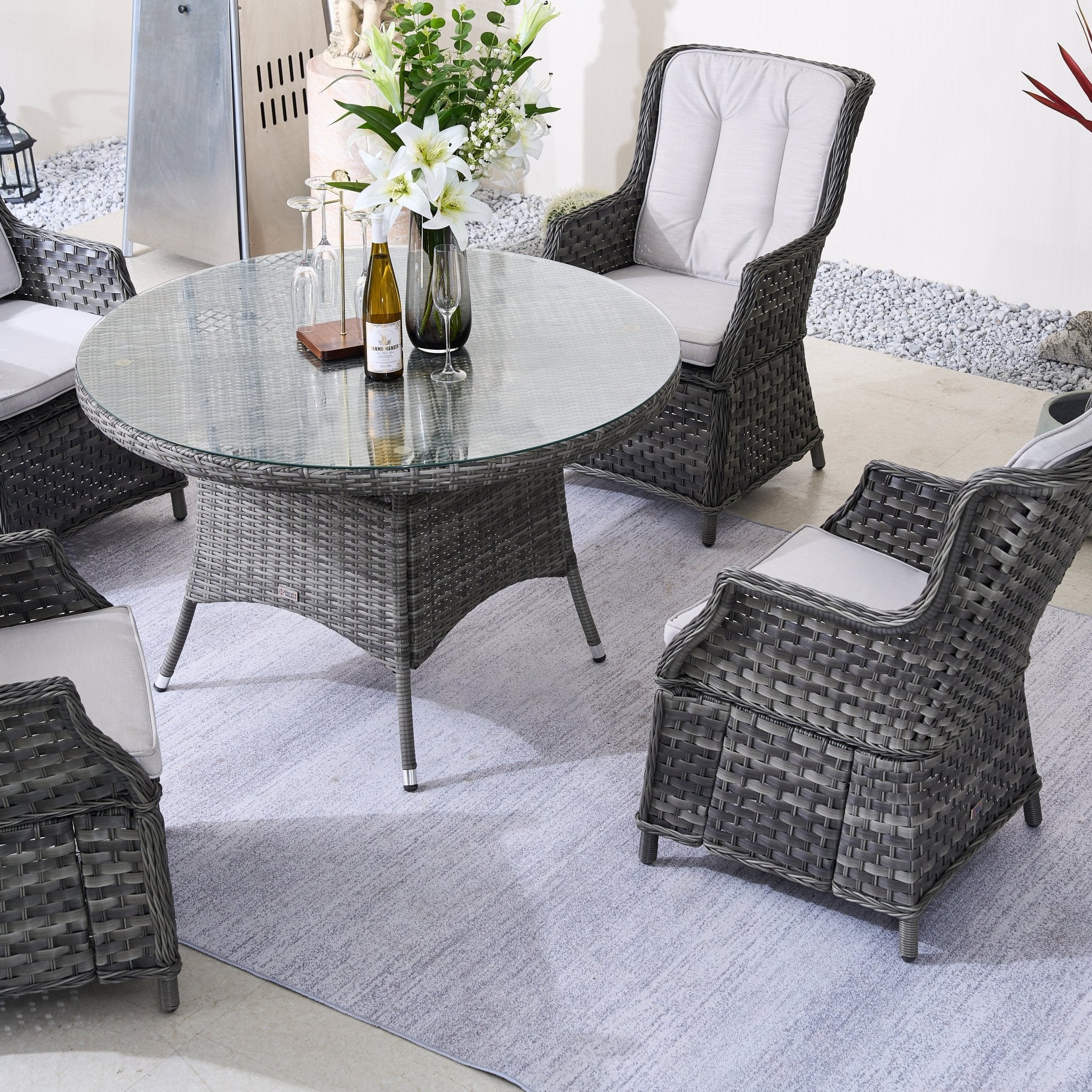 Ravenna 4 - Seater Outdoor Dining Set – Round Dining Table (PAD - 1709+010) - Direct Wicker