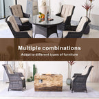 Ravenna 6 - Seat Outdoor Patio Dining Set with Oval Propane Fire Pit Table (PAG - 1106O+010) - Direct Wicker