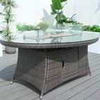 Ravenna 6 - Seat Outdoor Patio Dining Set with Oval Propane Fire Pit Table (PAG - 1106O+010) - Direct Wicker