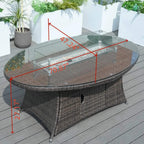 Ravenna 6 - Seat Outdoor Patio Dining Set with Oval Propane Fire Pit Table (PAG - 1106O+010) - Direct Wicker