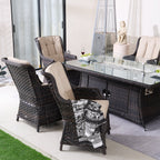 Ravenna 6 - Seat Outdoor Patio Dining Set with Rectangle Fire Pit Table (PAG - 1106R+010) - Direct Wicker