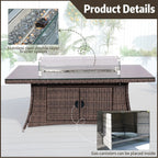 Ravenna 6 - Seat Outdoor Patio Dining Set with Rectangle Fire Pit Table (PAG - 1106R+010) - Direct Wicker