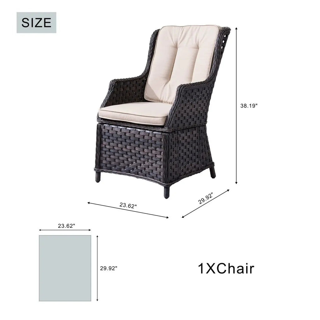 Ravenna 6 - Seat Outdoor Patio Dining Set with Rectangle Fire Pit Table (PAG - 1106R+010) - Direct Wicker