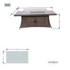 Ravenna 6 - Seat Outdoor Patio Dining Set with Rectangle Fire Pit Table (PAG - 1106R+010) - Direct Wicker