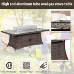 Ravenna 6 - Seat Outdoor Patio Dining Set with Rectangle Fire Pit Table (PAG - 1106R+010) - Direct Wicker