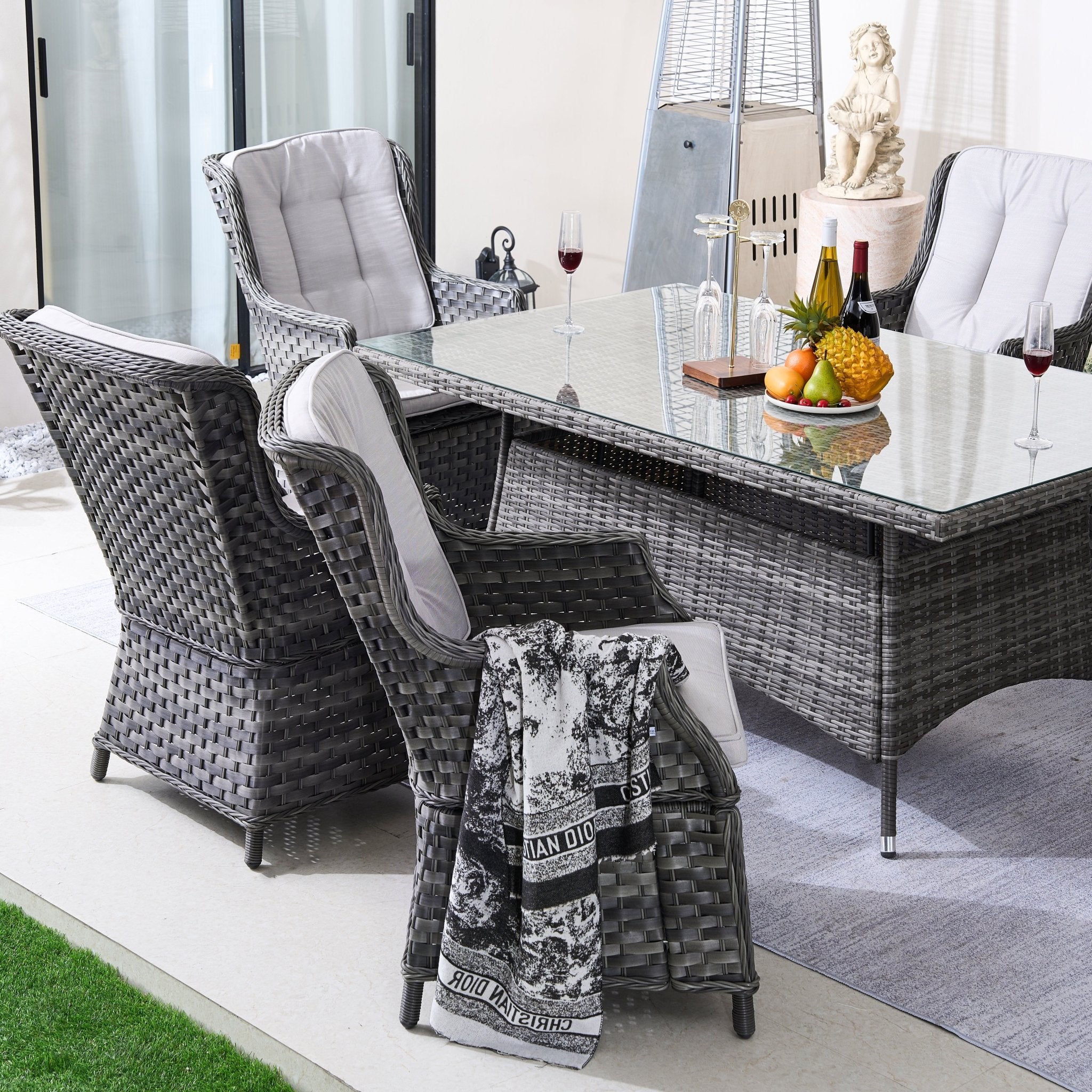 Ravenna 6 - Seater Outdoor Dining Set - Rectangular Dining Table (PAD - 1712+010) - Direct Wicker