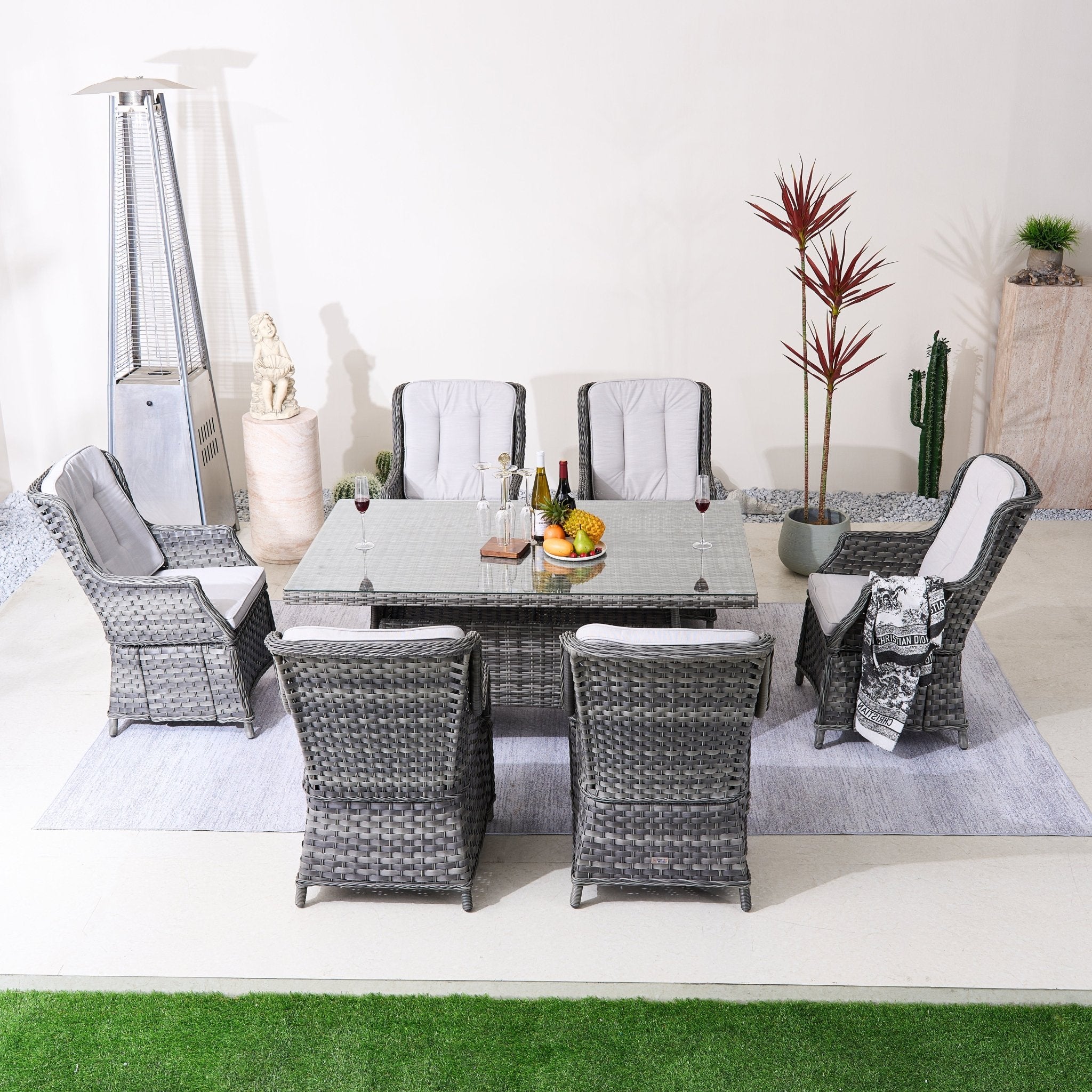 Ravenna 6 - Seater Outdoor Dining Set - Rectangular Dining Table (PAD - 1712+010) - Direct Wicker