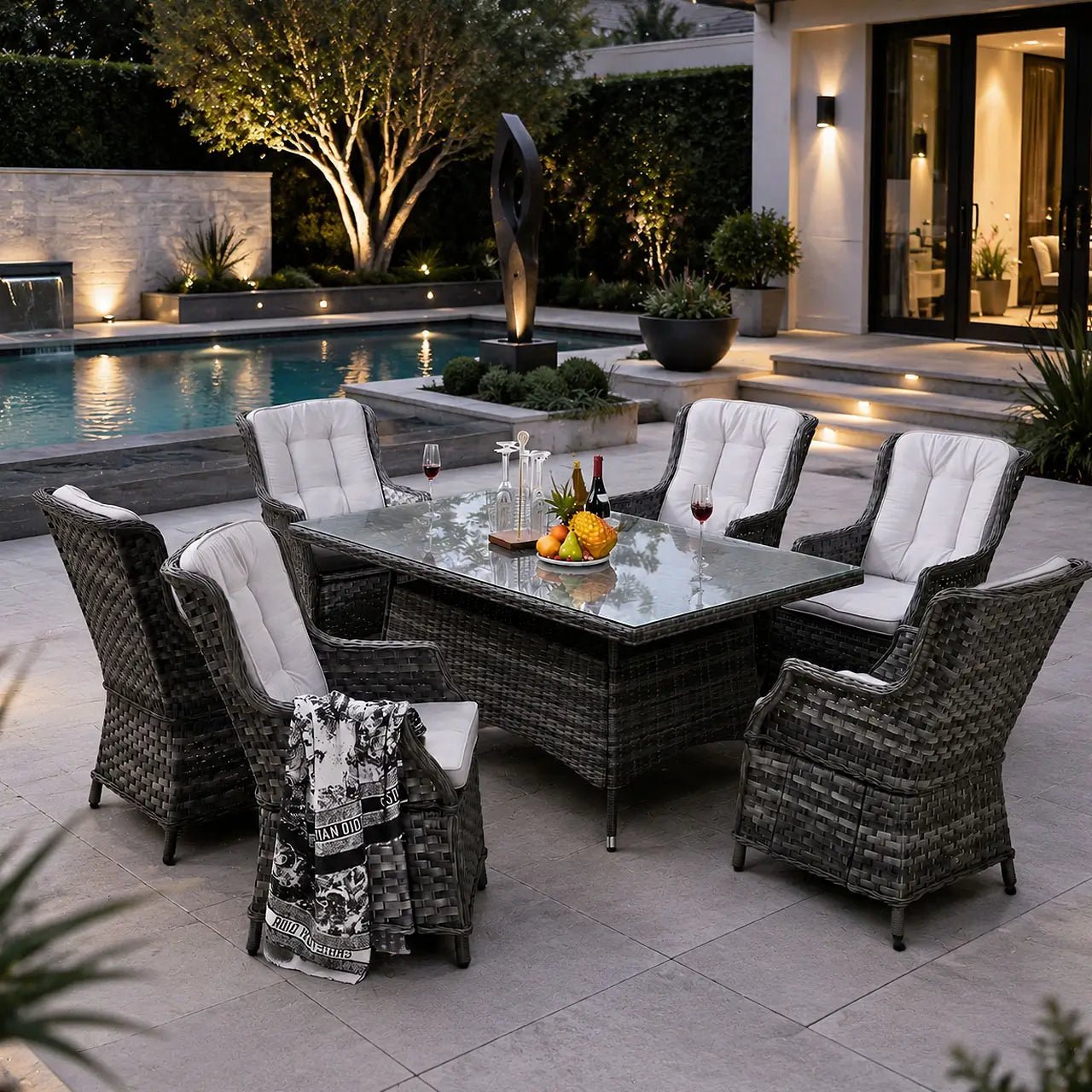 Ravenna 6-Seater Outdoor Dining Set - Rectangular Dining Table (PAD-1712+010) - Direct Wicker