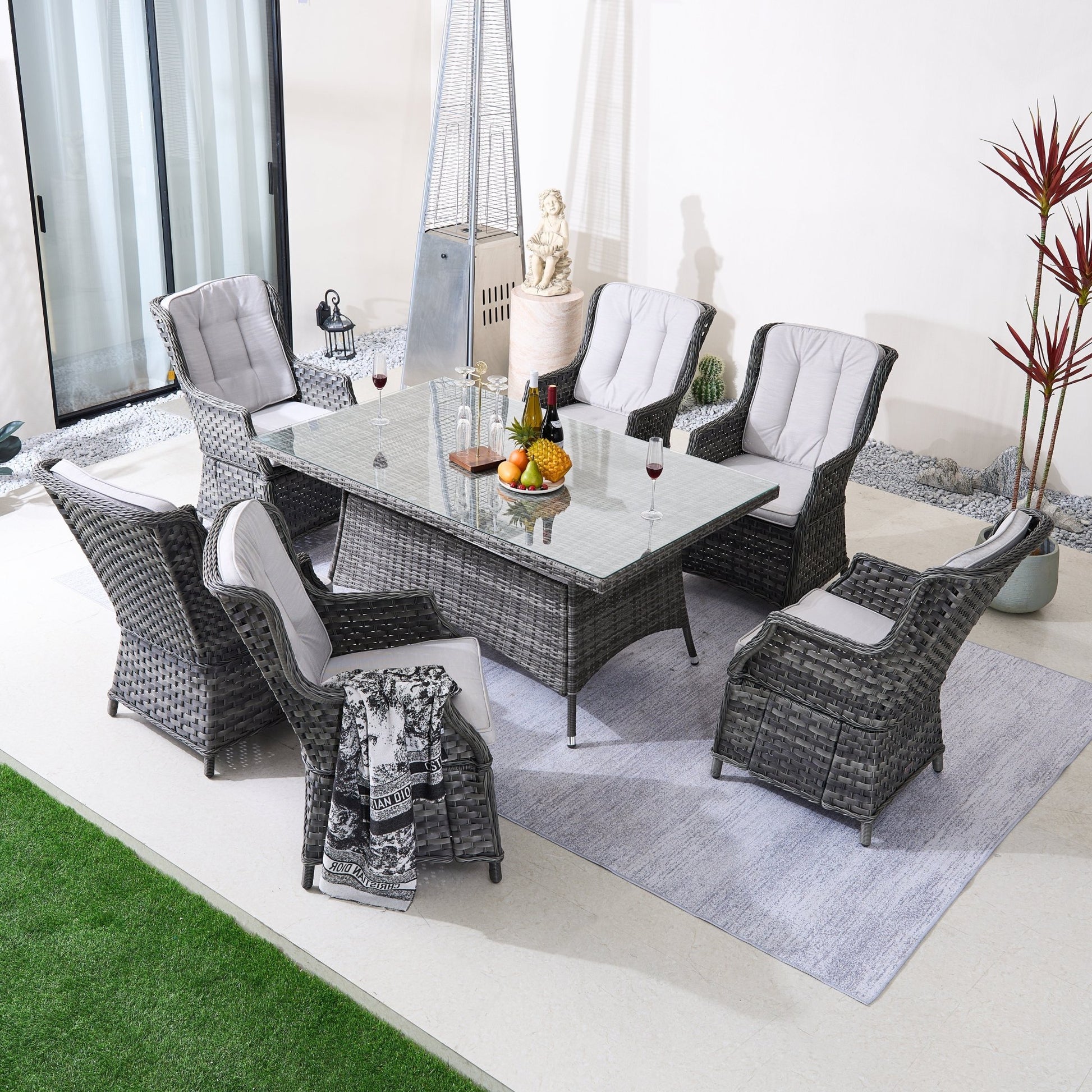 Ravenna 6 - Seater Outdoor Dining Set - Rectangular Dining Table (PAD - 1712+010) - Direct Wicker