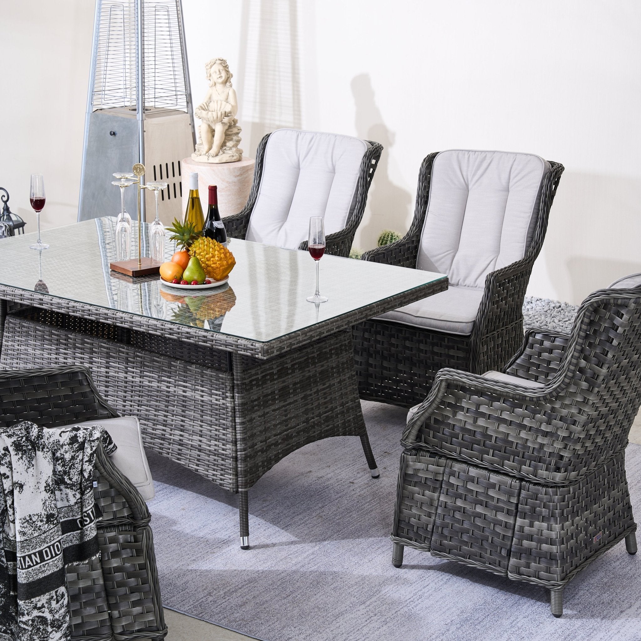 Ravenna 6 - Seater Outdoor Dining Set - Rectangular Dining Table (PAD - 1712+010) - Direct Wicker