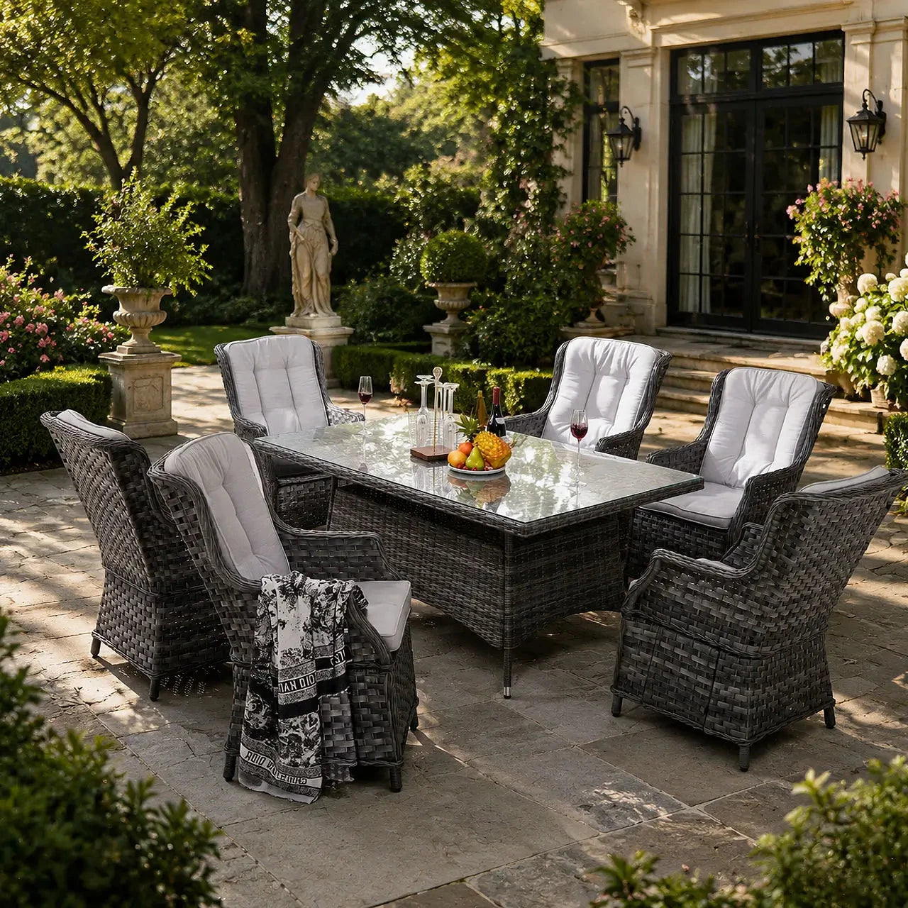 Ravenna 6-Seater Outdoor Dining Set - Rectangular Dining Table (PAD-1712+010) - Direct Wicker