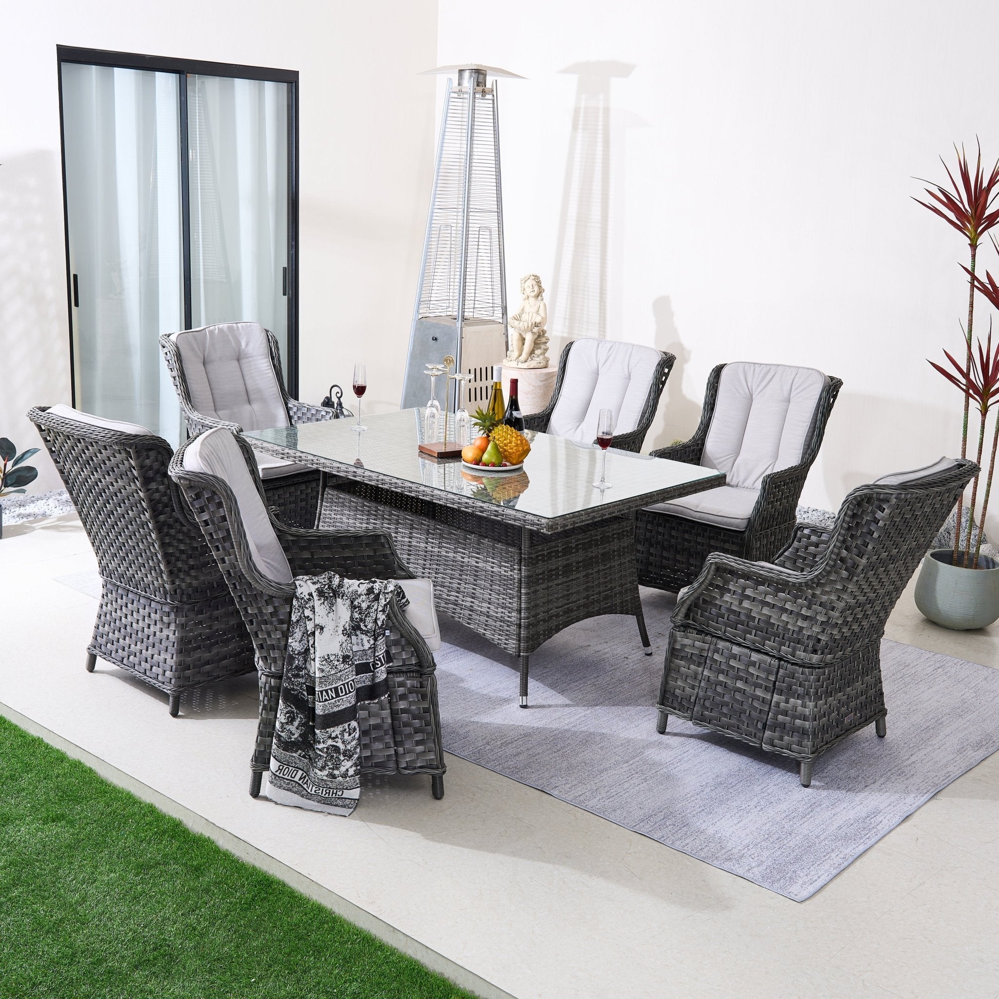 Ravenna 6 - Seater Outdoor Dining Set - Rectangular Dining Table (PAD - 1712+010) - Direct Wicker