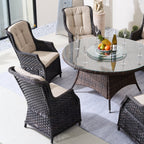Ravenna 6 - Seater Outdoor Dining Set – Round Dining Table with Glass Turntable (PAD - 1711+010) - Direct Wicker