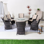 Ravenna 6 - Seater Outdoor Dining Set – Round Dining Table with Glass Turntable (PAD - 1711+010) - Direct Wicker