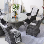 Ravenna 6 - Seater Outdoor Dining Set – Round Dining Table with Glass Turntable (PAD - 1711+010) - Direct Wicker