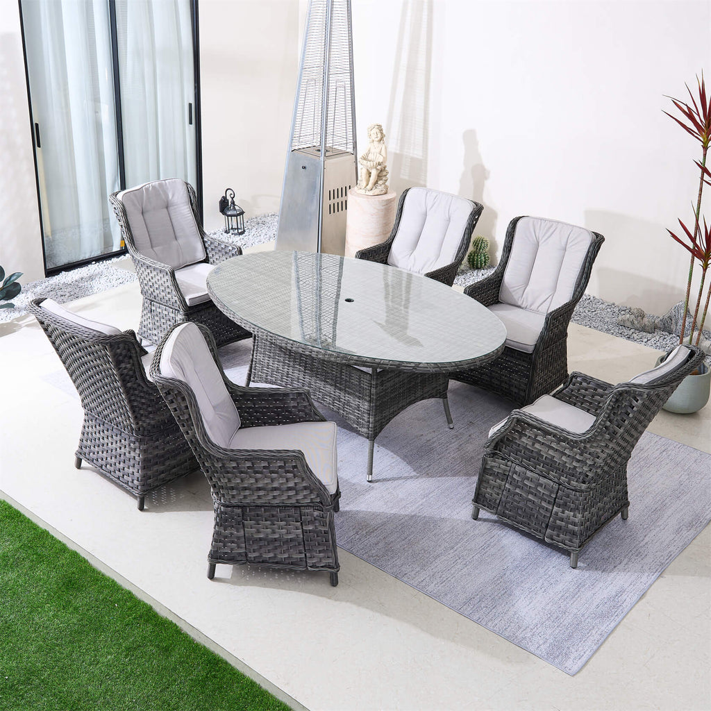 Ravenna 6 - Seater Outdoor Dining Set with Oval Dining Table (PAD - 1713+010) - Direct Wicker