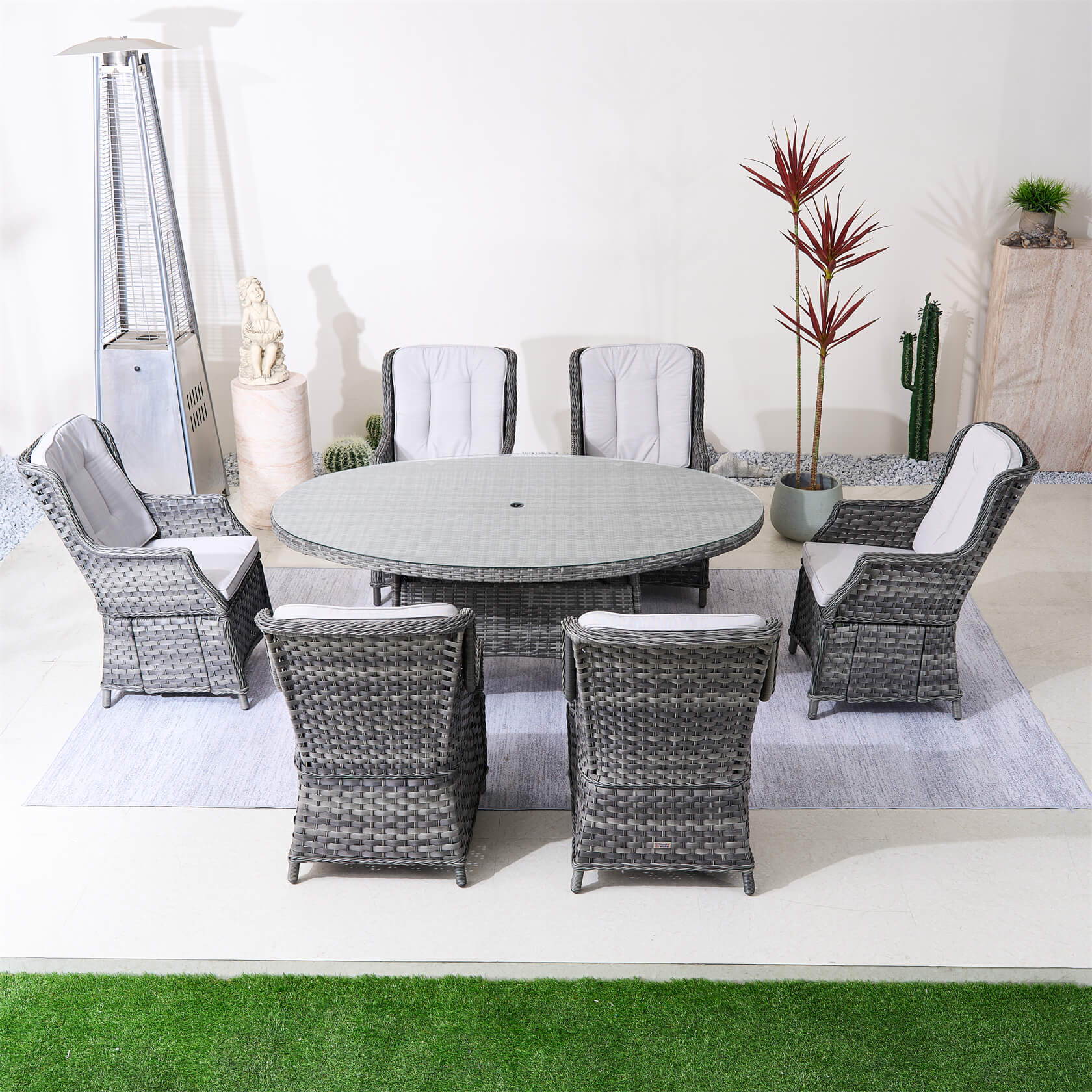 Ravenna 6 - Seater Outdoor Dining Set with Oval Dining Table (PAD - 1713+010) - Direct Wicker
