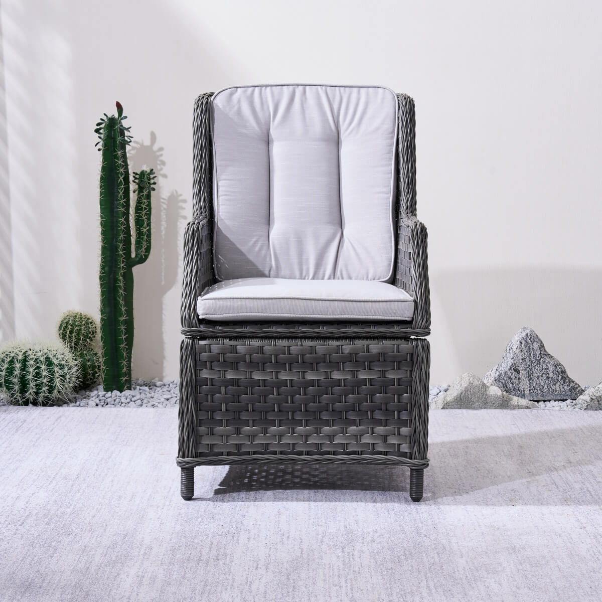 Ravenna Outdoor Wicker Armchairs with Cushions Set of 2 – Weather-Resistant Patio Chairs (PAC-010) - Direct Wicker