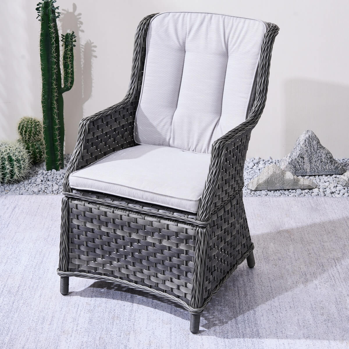 Ravenna Outdoor Wicker Armchairs with Cushions Set of 2 – Weather-Resistant Patio Chairs (PAC-010) - Direct Wicker