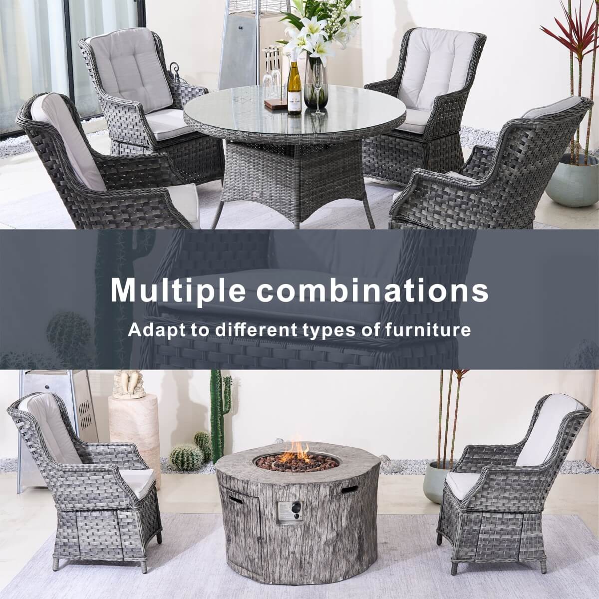 Ravenna Outdoor Wicker Armchairs with Cushions Set of 2 – Weather-Resistant Patio Chairs (PAC-010) - Direct Wicker