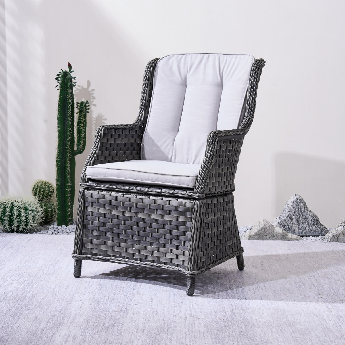 Ravenna Outdoor Wicker Armchairs with Cushions Set of 2 – Weather-Resistant Patio Chairs (PAC-010) - Direct Wicker