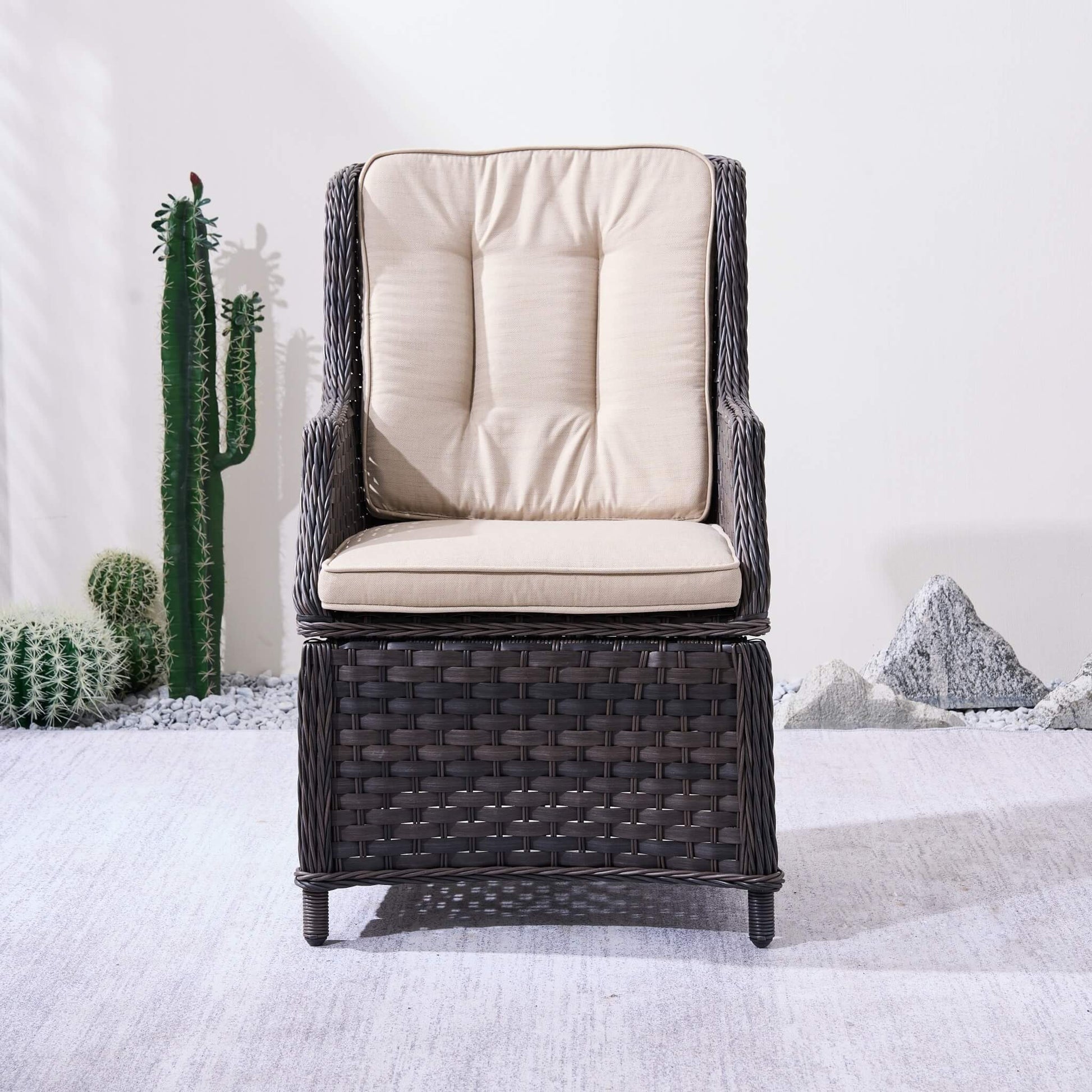 Ravenna Outdoor Wicker Armchairs with Cushions Set of 2 – Weather-Resistant Patio Chairs (PAC-010) - Direct Wicker