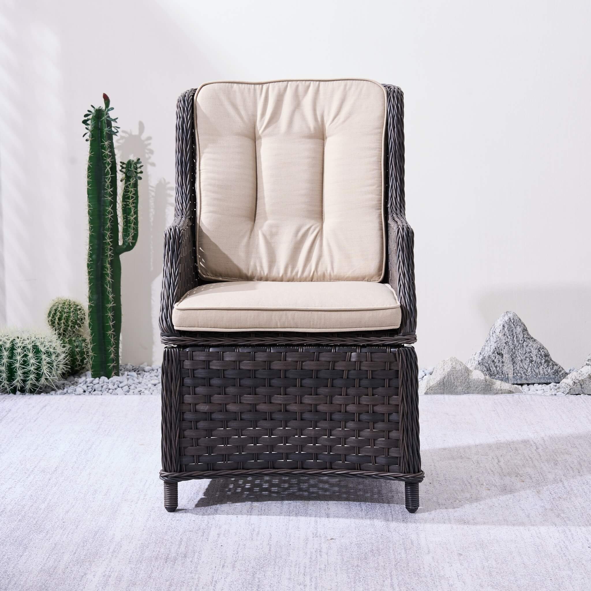Ravenna Outdoor Wicker Armchairs with Cushions Set of 2 – Weather-Resistant Patio Chairs (PAC-010) - Direct Wicker