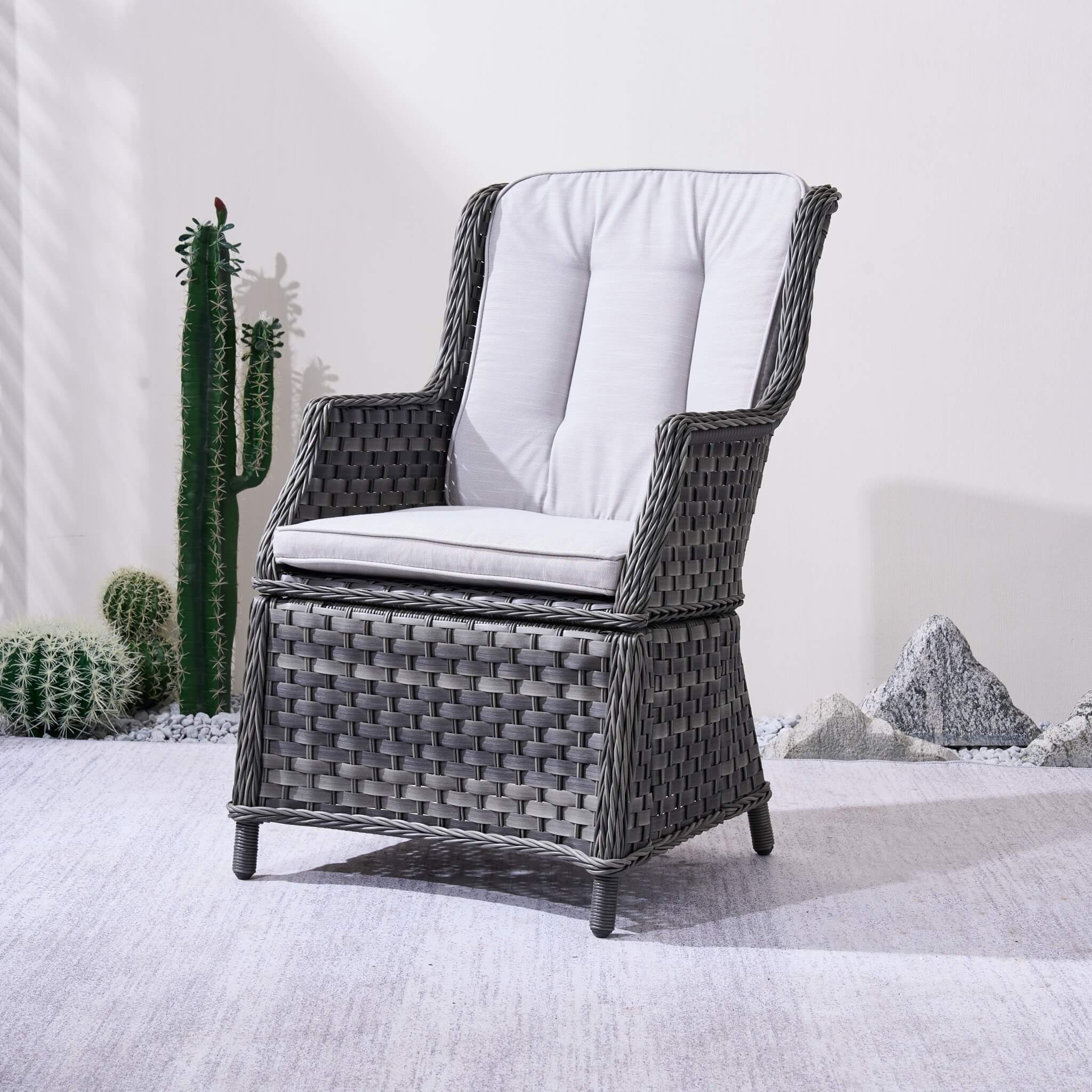 Ravenna Outdoor Wicker Armchairs with Cushions Set of 2 – Weather-Resistant Patio Chairs (PAC-010) - Direct Wicker