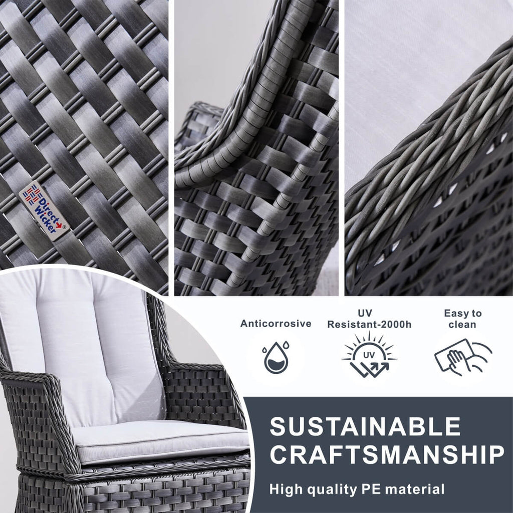 Ravenna Outdoor Wicker Armchairs with Cushions Set of 2 – Weather-Resistant Patio Chairs (PAC-010) - Direct Wicker