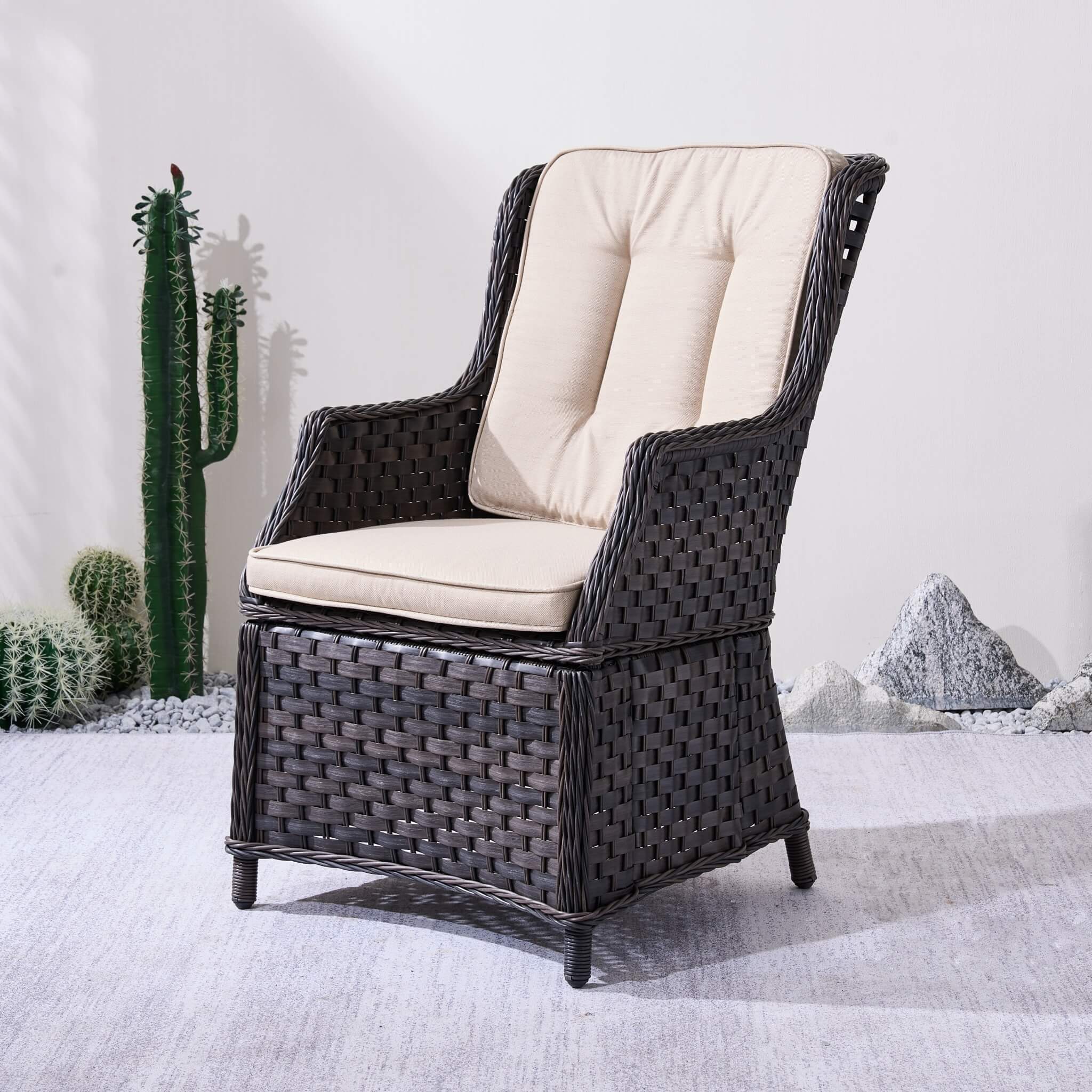 Ravenna Outdoor Wicker Armchairs with Cushions Set of 2 – Weather-Resistant Patio Chairs (PAC-010) - Direct Wicker