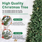Realistic Full Green PE & PVC Artificial Christmas Tree - Lush Mixed-Foliage Xmas Tree for Festive Home Decoration, 6.5ft/7.5ft/8.5ft - Direct Wicker