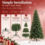 Realistic Full Green PE & PVC Artificial Christmas Tree - Lush Mixed-Foliage Xmas Tree for Festive Home Decoration, 6.5ft/7.5ft/8.5ft - Direct Wicker