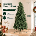 Realistic Full Green PE & PVC Artificial Christmas Tree - Lush Mixed-Foliage Xmas Tree for Festive Home Decoration, 6.5ft/7.5ft/8.5ft - Direct Wicker