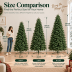Realistic Full Green PE & PVC Artificial Christmas Tree - Lush Mixed-Foliage Xmas Tree for Festive Home Decoration, 6.5ft/7.5ft/8.5ft - Direct Wicker