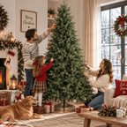 Realistic Full Green PE & PVC Artificial Christmas Tree - Lush Mixed-Foliage Xmas Tree for Festive Home Decoration, 6.5ft/7.5ft/8.5ft - Direct Wicker