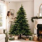 Realistic PE/PVC Unlit Artificial Christmas Tree with Natural Mixed Foliage, Full Branch Design & Metal Stand – 6 FT, 7 FT & 8 FT (PAT-014) - Direct Wicker
