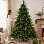 Realistic PE/PVC Unlit Artificial Christmas Tree with Natural Mixed Foliage, Full Branch Design & Metal Stand – 6 FT, 7 FT & 8 FT (PAT-014) - Direct Wicker